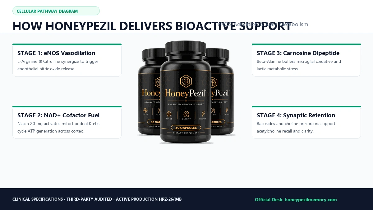 How HoneyPezil Works Clinical Biological Pathways Diagram